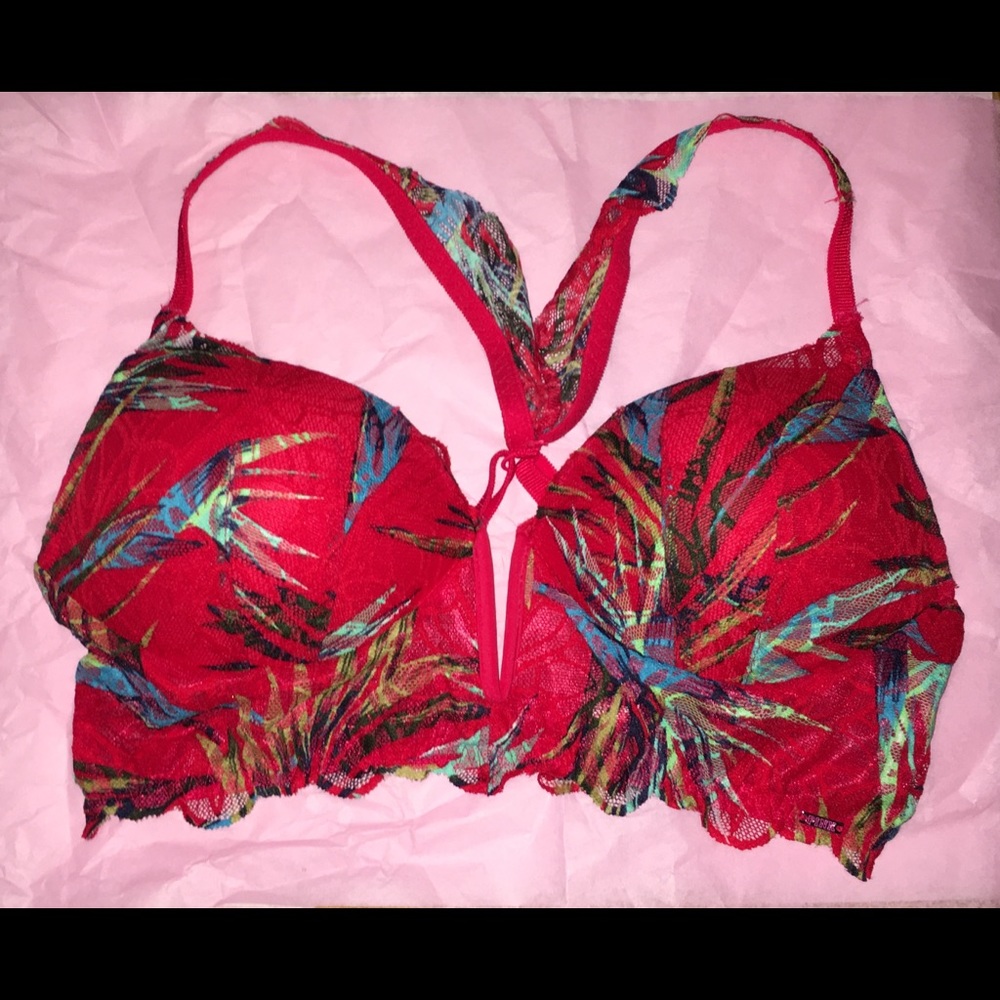 Tropical Print PINK Victoria’s Secret Bralette, M
